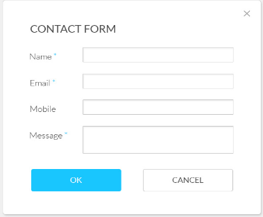 Contact form popup Name email mobile message