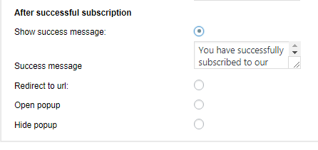 actions to perform after successful subscription