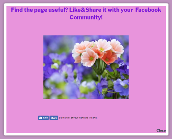 Facebook popup Find the page useful? Like and share it with your Facebook community