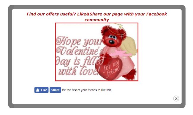 Facebook-popup-Valentines-day-a-red-bear-with-a-heart-in-hand-Facebook-like-and-share-buttons-below