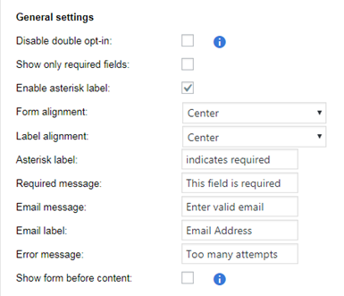 General settings