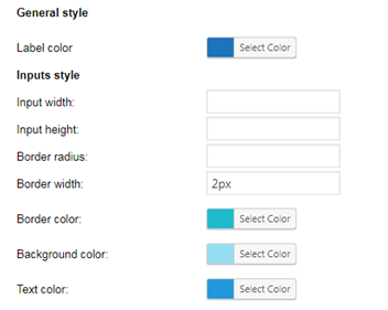 General style inputs style colors and dimensions