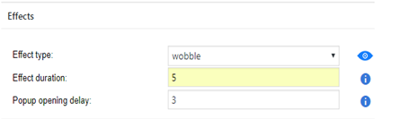 Effect type duration opening delay