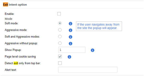 Exit intent option