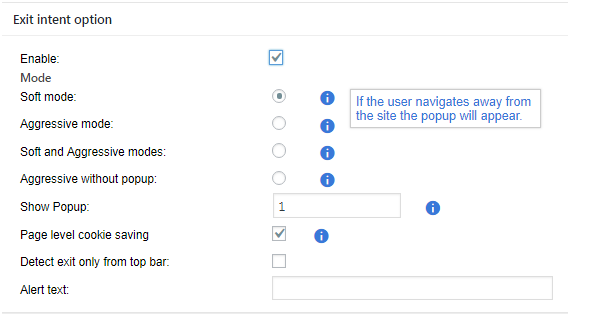 Exit-intent options