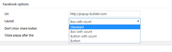 Facebook popup options