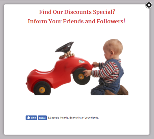 Facebook popup discount Children's day