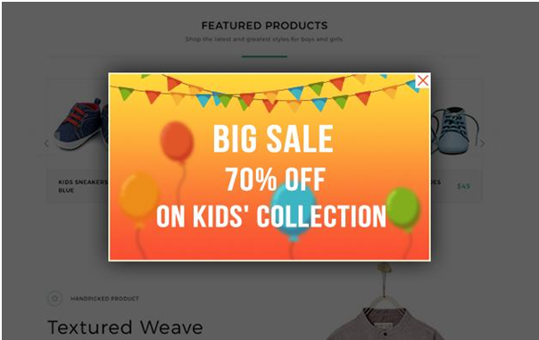 image popup discount on kids collection