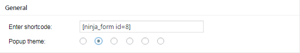 Shortcode popup general settings
