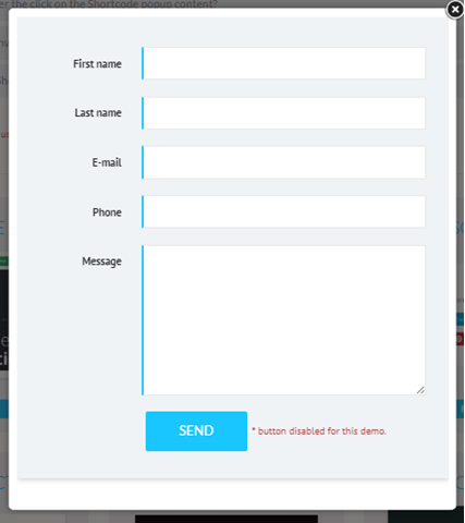 Shortcode popup subscription form