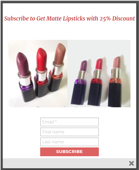 image matte lipsticks text subscribe to get with discount