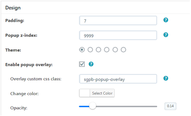 popup design settings