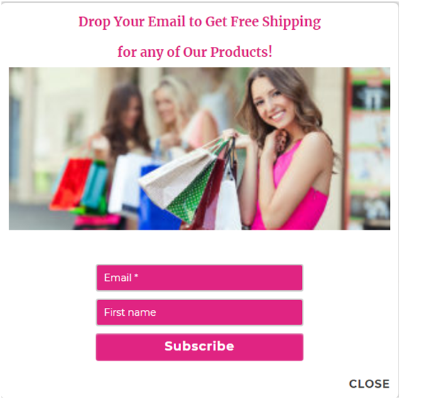 a girl with shopping bags, text: drop email to get free shipping