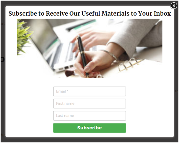 an offer to subscribe to receive useful materials