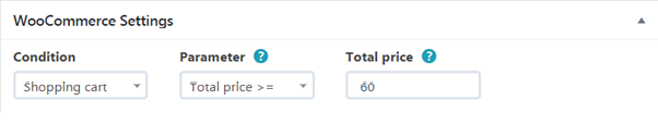 WooCommerce settings parameter total price